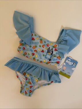 Bluey Toddler Girls 2 Piece Swim Bathing Suit Blue Size 4T